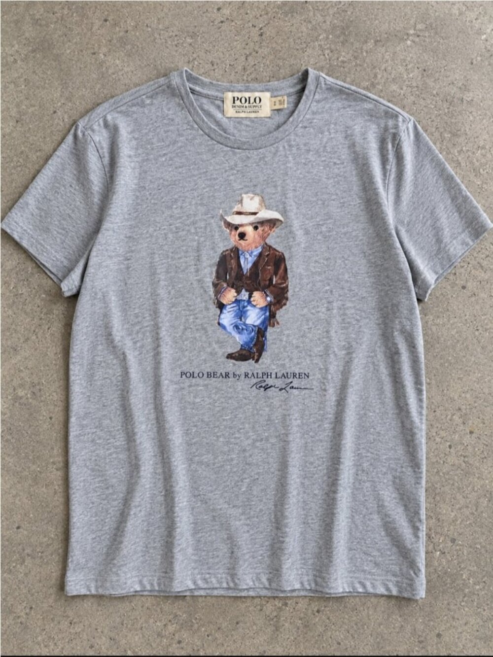 Polo Ralph Lauren Denim & Supply Polo Bear Cowboy Graphic T-Shirt XL Grey NEW
